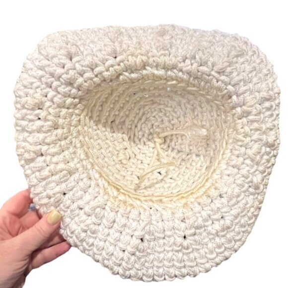 Flip Brim Bucket Style Hat White Rope HANDMADE Nautical‎ Coastal Boat Beach CUTE - Picture 8 of 9